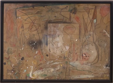 Edmond Engel, Swiss 1937-, Reve Au Cauchemard, Enamel Paint & Ink on Paper