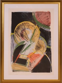 Oleg Kudryashov, Russian 1932-2022, Composition #2235, Colored Drypoint Etching