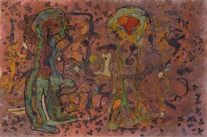 Edmond Engel, French b. 1937, Cosmoautes et Ounis, Mixed Media on Paper