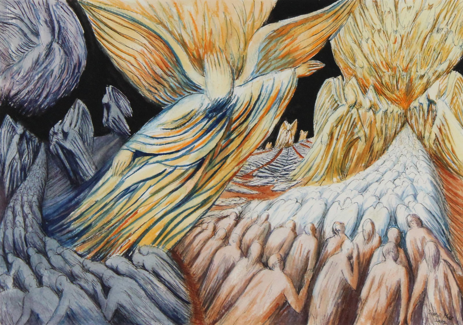 Donald Pass, English 1930-2010, Resurrection and Angels, Pen and Paint on Paper (1 of 6)