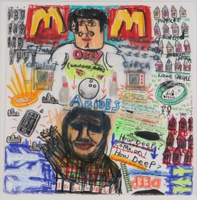 David "Big Dutch" Nally, American 1960-, Outsider Art, Mixed Media on Paper