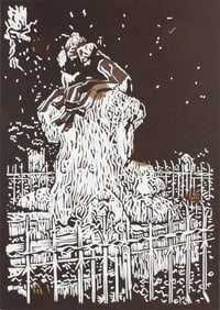 Stefan Kurten, German 1963-, Fairytale Fountain, Linocut