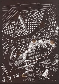 Stefan Kurten, German 1963-, Once, Linocut