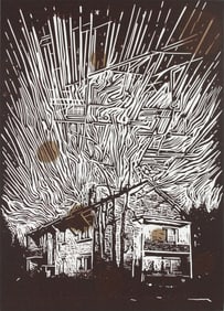 Stefan Kurten, German 1963-, Sky, Linocut