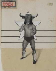 Javier Pinon, 1970-, Entrada a la Plaza, Ink and Collage on Paper