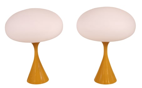 Pair of Contemporary Designline Stemlite Mushroom Ochre Table Lamps