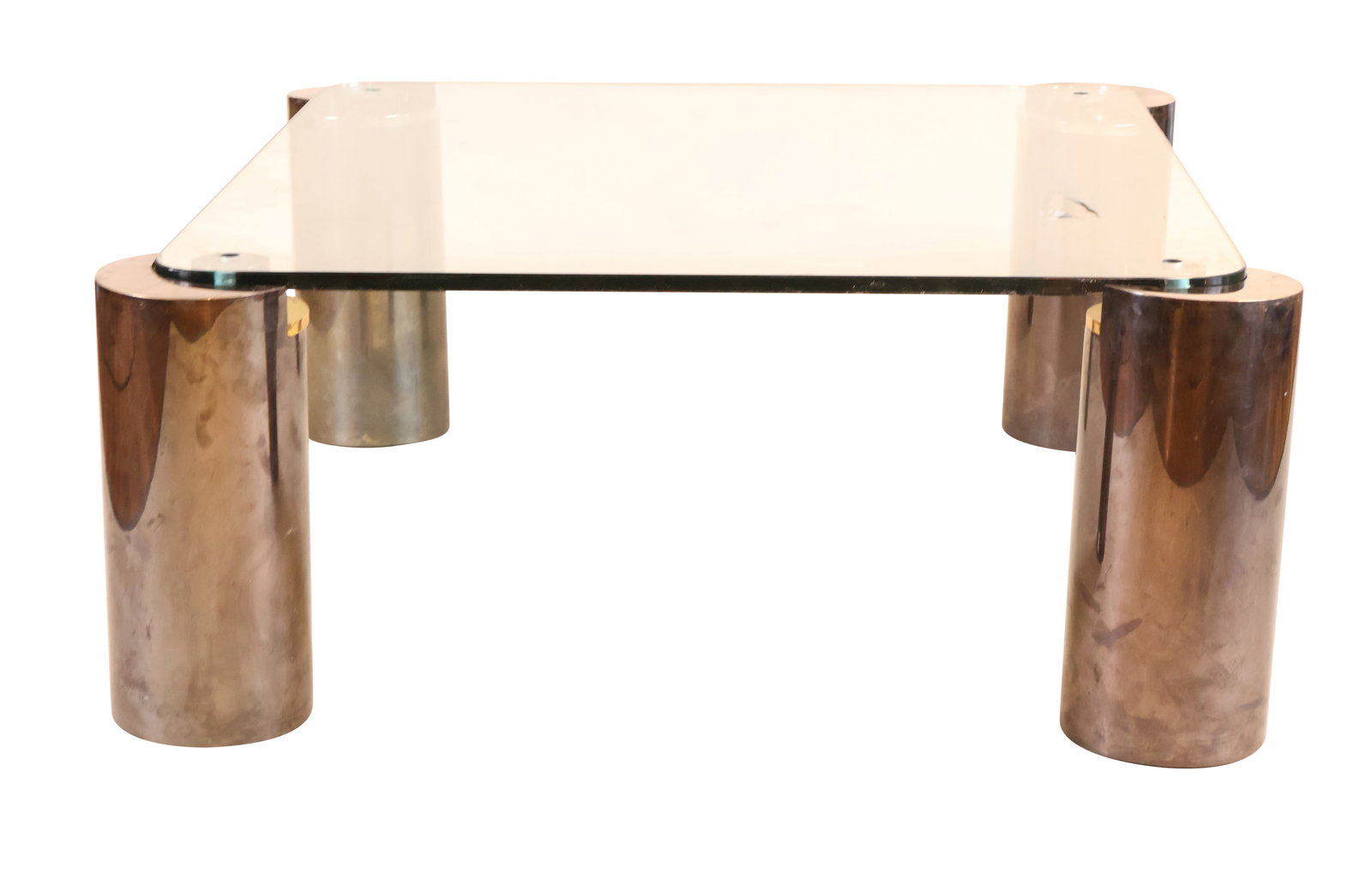 Karl Springer Contemporary "Sculpture Leg" Brass and Glass Coffee Table (1 of 9)