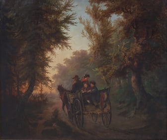 Family in Horse and Cart, Oil on Canvas