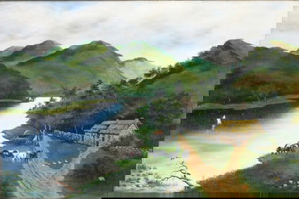 Ernst Hartenfeld, Pastoral River Scene, Oil on Canvas