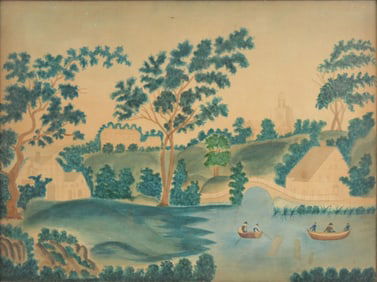 American School, Folk Art Scene, Watercolor