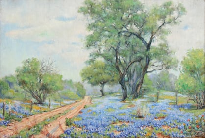 Orville Campbell, 1903-1987, Blue Bonnets of Texas, Oil on Board
