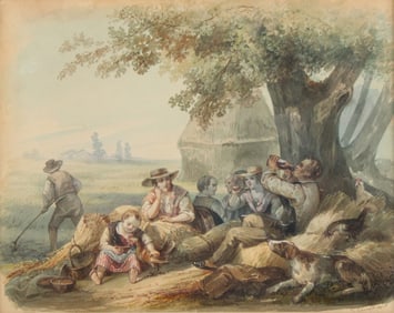 Afternoon Merriment, Watercolor on Paper