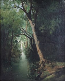 European 19th C., Woodland Scene, Oil on Canvas