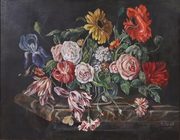 R. Feigl, Floral Still Life, Oil on Canvas