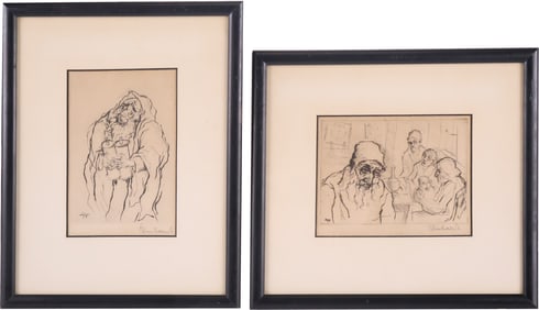 Jacob Steinhart, Israeli 1887-1968, "Old Jew with Torah", Two Etchings