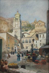 Hans Wilt, Austrian 1867-1917, Amalfi Cathedral, Gouache on Paper