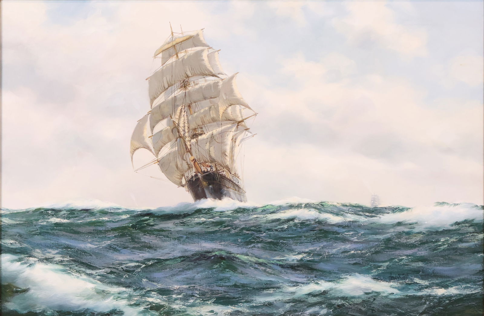 Henry Scott, British 1911-2005, Clipper Ship at Full Sail, Oil on Canvas (1 of 15)