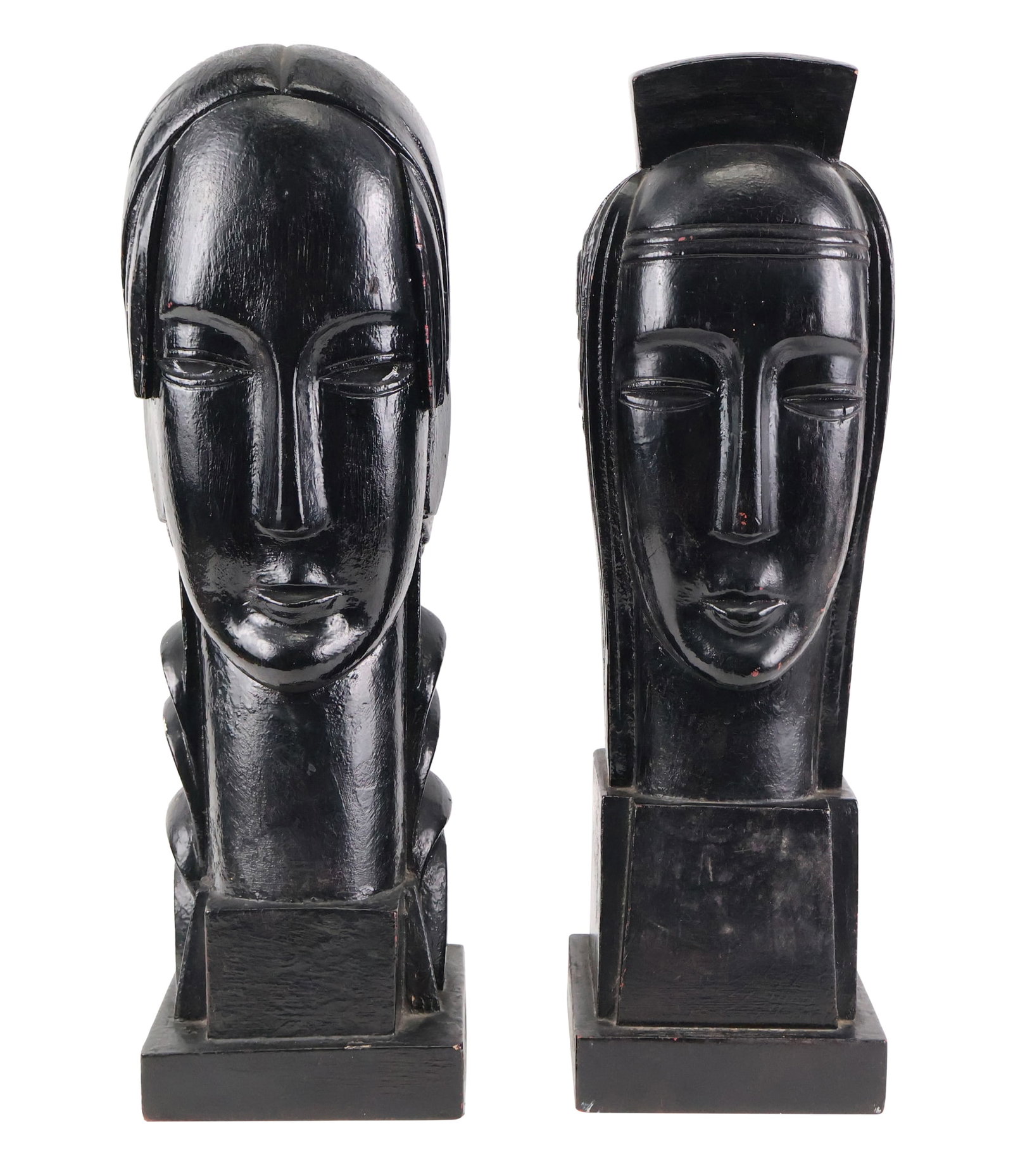 Two Modern Black Painted Wood Busts (1 of 11)