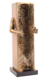 Dello, Modern Sculpture of a Man in a Box, Bronze