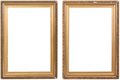 Pair of Antique Giltwood Frames Sight size: 19-1/2"h x 29-1/2"w, Overall: 26"h x 36"w