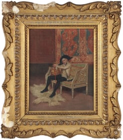 Gentleman on Settee, Oil on Canvas