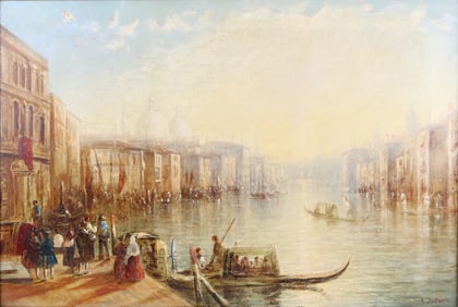Francis Moltino, 1818-1874, Venetian Canal Scene, Oil on Canvas