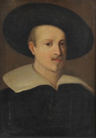 Dutch School, Gentleman in Black Costume, Oil on Canvas