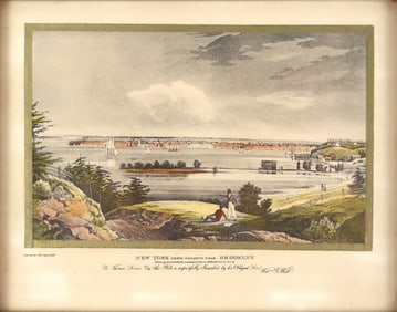 John Hill, 1770-1850, New York from Heights Near Brooklyn, Hand-Colored Etching and Aquatint