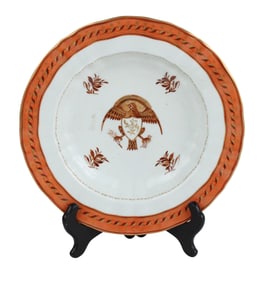 Chinese Export Eagle Decorated Porcelain Soup Bowl