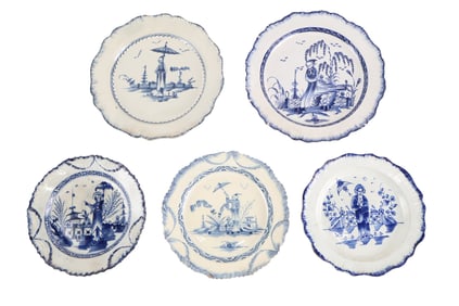 Five Pearlware Feather Edge Plates