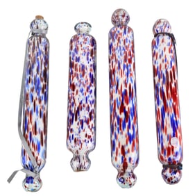 Four Stourbridge Glass Rolling Pins