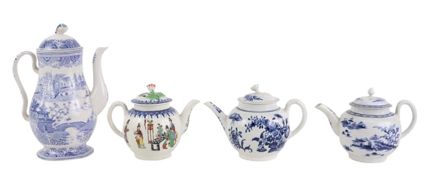 Four Chinese Export Porcelain Tea and Coffee Pots