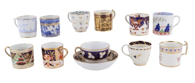 Eleven Parcel-Gilt Porcelain Teacups