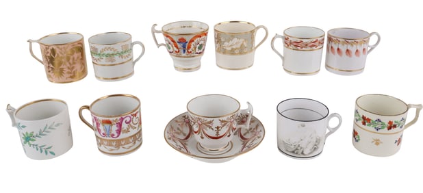Eleven Parcel-Gilt Porcelain Teacups