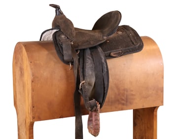 Vintage Blue Ridge Leather and Cordura Western Saddle