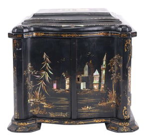 Victorian Mother-of-Pearl Ebonized Jewelry Casket