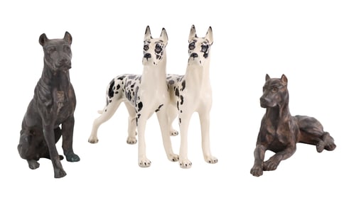 Two Great Dane Bronze Sculptures