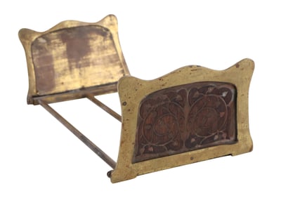 Art Nouveau Style Inlaid Brass Sliding Book End