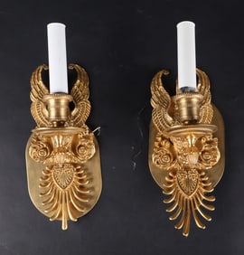 Pair of Sherle Wagner Imperial Swan Wall Sconces