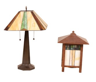 Two Tiffany Studios Style Table Lamps