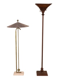 Post Modern Aluminum and Travertine Floor Lamp