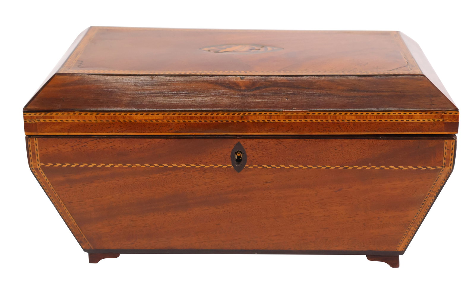 Regency Inlaid Mahogany Tea Caddy (1 of 8)