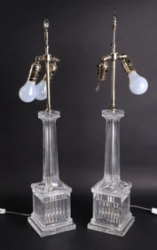 Pair of Colorless Glass Table Lamps