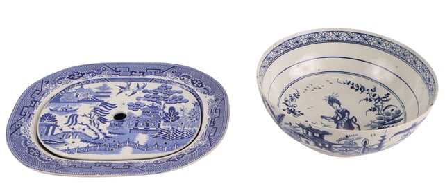 Chinese Export Blue Willow Pattern Transferware Platter