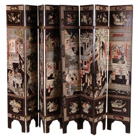 Chinese Large Coromandel Eight Panel Floor Screen