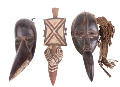 Three African Carved and Painted Wood Masks
