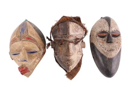 Three African Carved and Painted Wood Masks