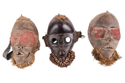 Three African Carved and Painted Wood Masks