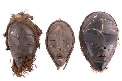 Three African Carved and Painted Wood Masks