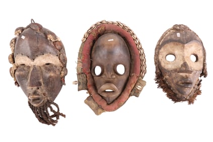 Three African Carved and Painted Wood Masks